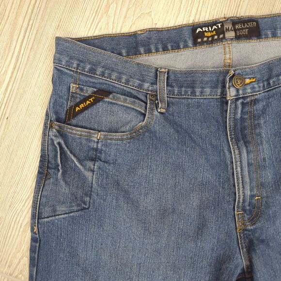 Ariat Men's 38x32 Rebar M4 Relaxed Fit Bootcut Jeans with Loop Lock - Picture 3 of 9